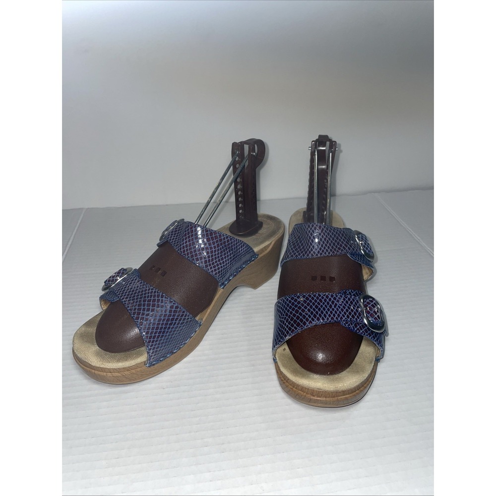 Dansko Sophie Sandals Blue/Purple Snake Print Leather Strap Women's 42